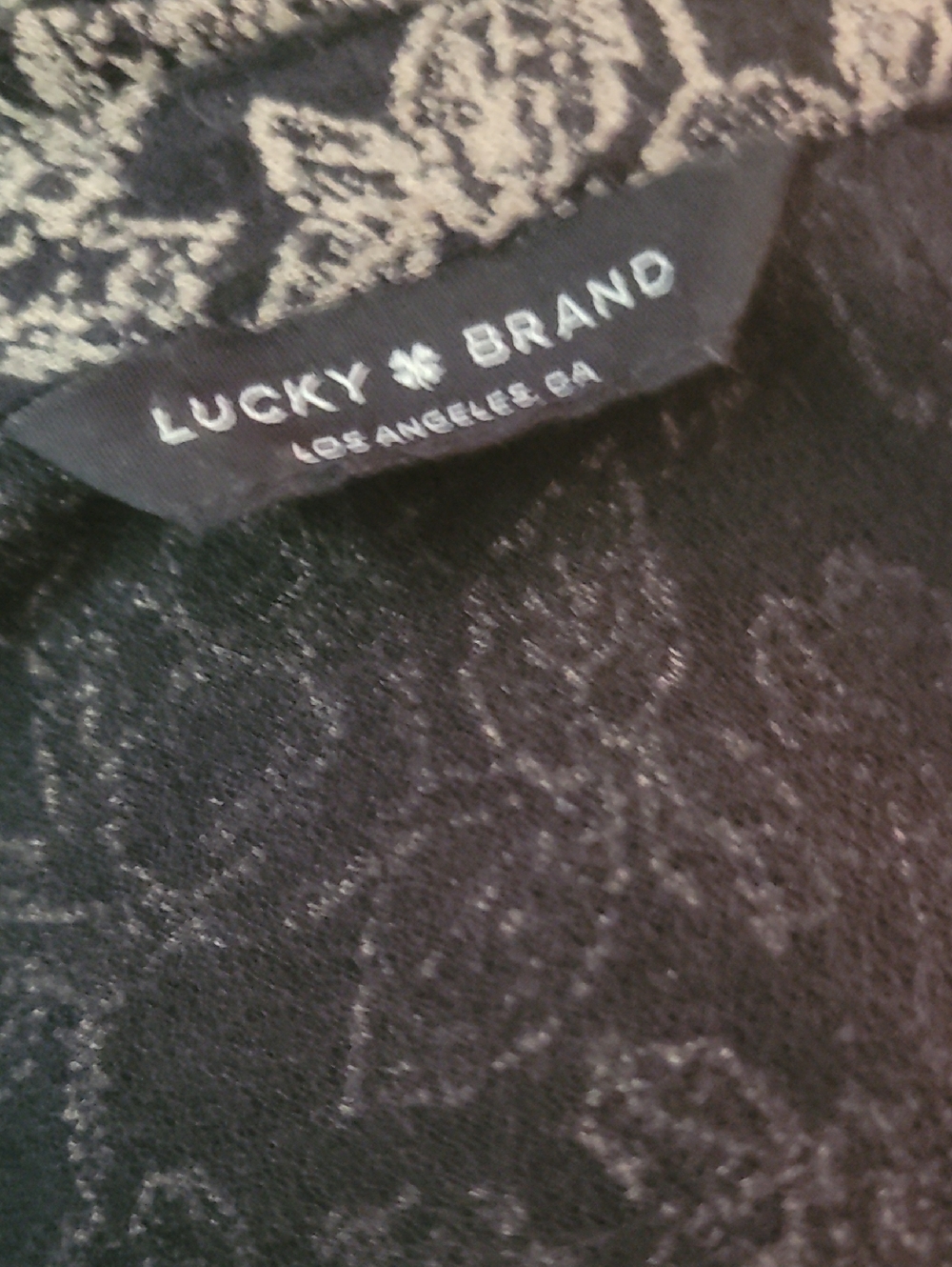 Lucky Brand Black and Cream Floral Boho Peasant Top 1X - Picture 2 of 8